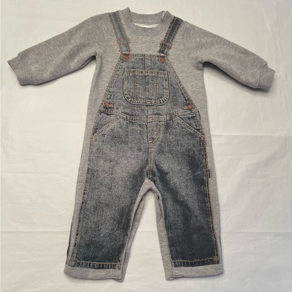 👶 Levi’s Baby Onesie: Denim Overall Print -  Size 12 Month 👶 - Picture 1 of 9